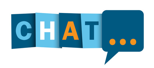 CHAT blue and orange vector typography banner
