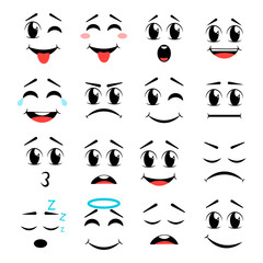 Fototapeta na wymiar Cartoon faces. Isolated vector illustration icons set