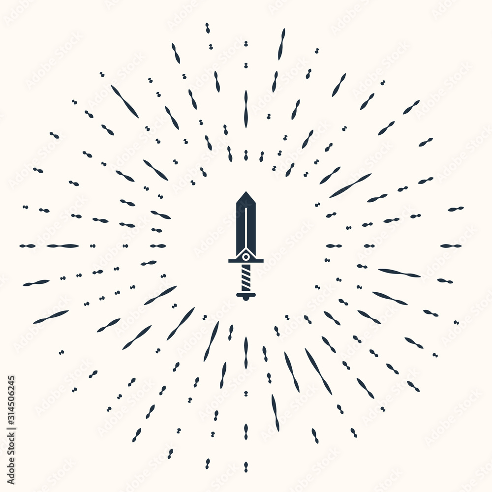 Aufkleber grey sword for game icon isolated on beige background. abstract circle random dots. vector illustrat