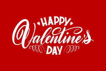 Happy Valentines Day greeting card. Postcard with a unique lettering for Valentine's Day. Vector illustration with isolated elements