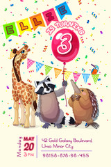 vector animal birthday party