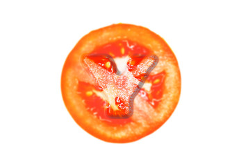 English letter " Y " made from tomatoes