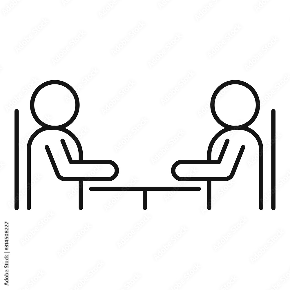 Poster cooperation discussion icon. outline cooperation discussion vector icon for web design isolated on w