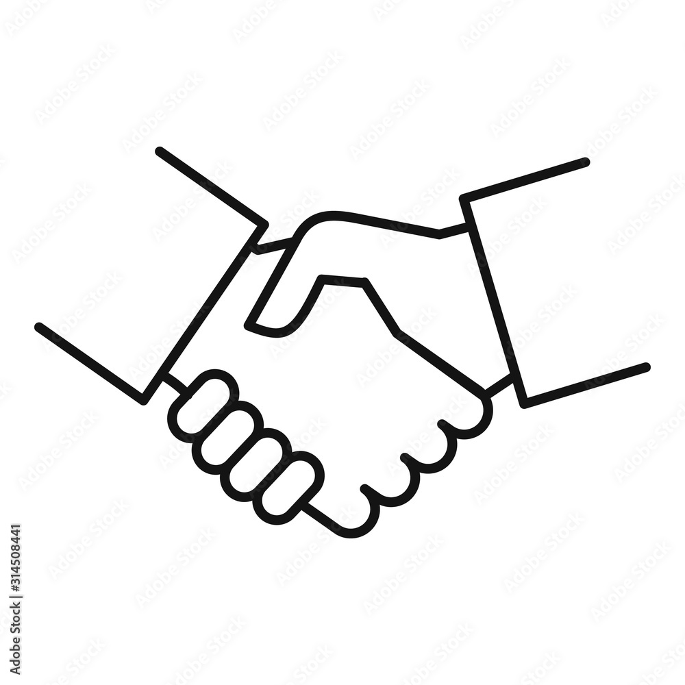 Poster cooperation handshake icon. outline cooperation handshake vector icon for web design isolated on whi