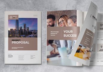Proposal Brochure Layout with Brown Accents