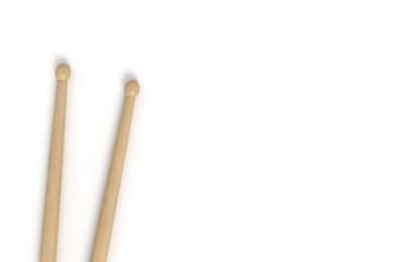 Wooden drumsticks isolated on white background 3d rendering