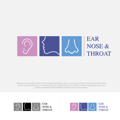 ENT logo Head for ear, nose, throat doctor. logo Line vector icon. Editable stroke. illustration Flat linear