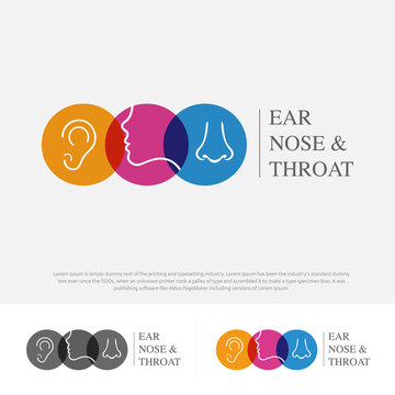ENT logo Head for ear, nose, throat doctor. logo Line vector icon. Editable stroke. illustration Flat linear