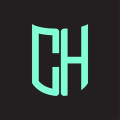 CH Logo monogram with ribbon style design template