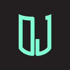 DJ Logo monogram with ribbon style design template