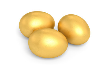 3d rendering gold egg on white background