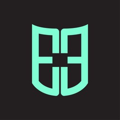 EE Logo monogram with ribbon style design template