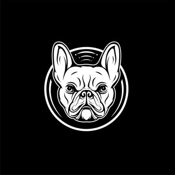 Head dog logo, vector and illustration in circle