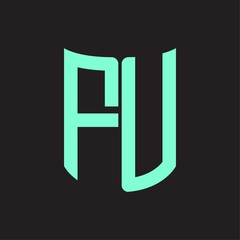 FU Logo monogram with ribbon style design template