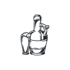 whiskey bottle and glass vector