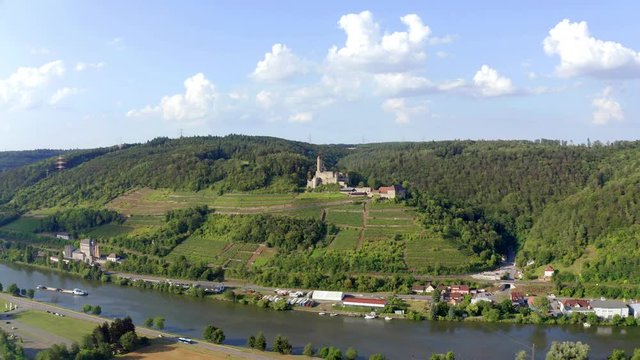 Aerial View, flight at Hornberg Castle, Neckar, Neckarzimmern, Neckar Valley, Baden-W&uuml;rttemberg, Germany