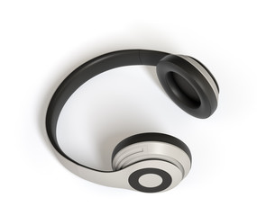 Headphones Isolated on White Background 3d rendering. Listen to music