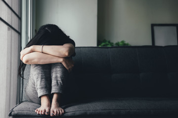 panic attacks alone young woman sad fear stressful depressed emotion.crying begging help.stop abusing domestic violence,person with health anxiety,people bad frustrated exhausted feeling down