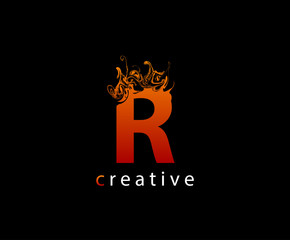 Abstract R Letter Flame Logo Icon