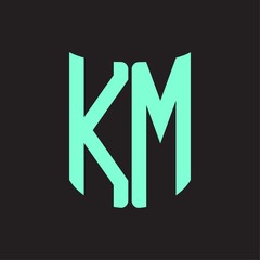 KM Logo monogram with ribbon style design template