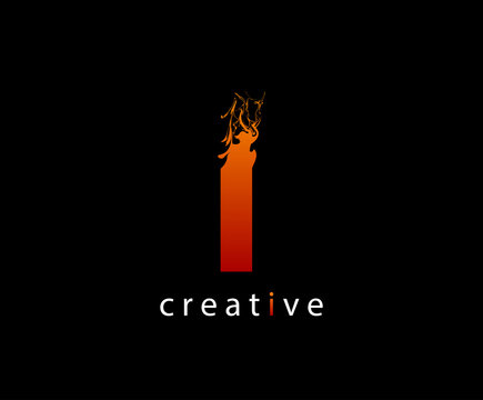 Abstract I Letter Flame Logo Icon