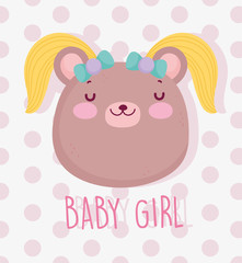 boy or girl, gender reveal its a girl cute bear with hair card