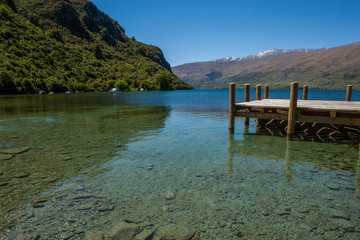 Kingston South Island New Zealand. Lake Wakatipu. Pier