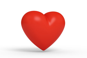 Red heart white background 3d rendering