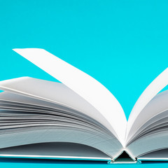 Mockup of opened blank square ctalogue at white design paper background