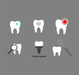 Dental clinic - vector set flat logo design. Dental care and treatment. Teeth vector icon