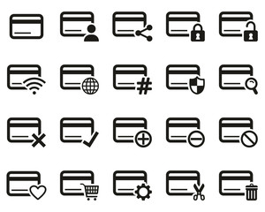 Credit Card Icons Black & White Set Big