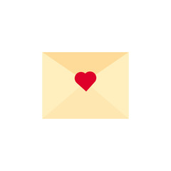 This is envelope and paper, heart. Love letter on white background.