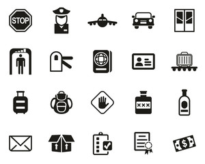 Customs Icons Black & White Set Big