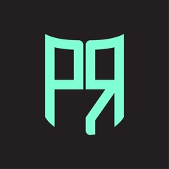 PR Logo monogram with ribbon style design template