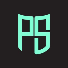 PS Logo monogram with ribbon style design template