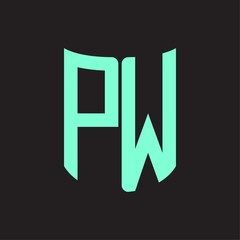 PW Logo monogram with ribbon style design template