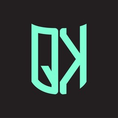 QK Logo monogram with ribbon style design template