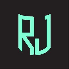 RJ Logo monogram with ribbon style design template
