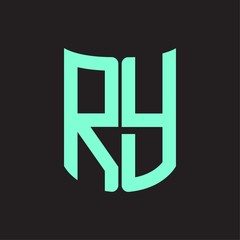 RY Logo monogram with ribbon style design template