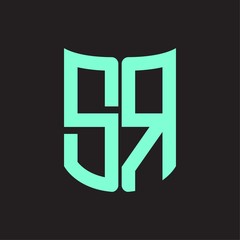 SR Logo monogram with ribbon style design template