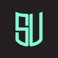 SU Logo monogram with ribbon style design template