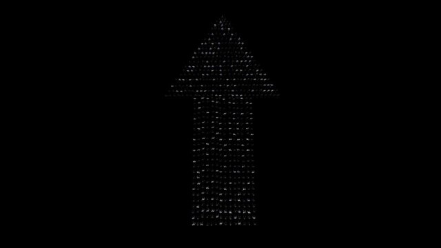 Businessmen crowd forming arrow shape pointing up, back view, hd Alpha Channel
