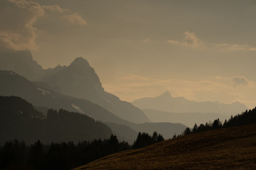 Mountains, Sunset, Germany, Karwendel