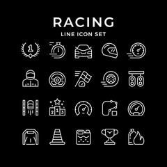 Set line icons of racing