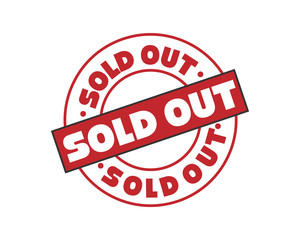 Sold out rubber stamp vector illustration on white background. Sold rubber stamp. Sold out imprint. Red sold stamp.