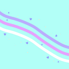 Vector graphics. Simple, bright background with lines, dots, hearts. Bright background template. 