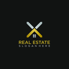 Real estate letter X logo graphic concept