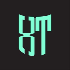 XT Logo monogram with ribbon style design template