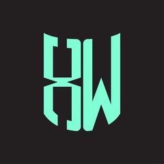XW Logo monogram with ribbon style design template