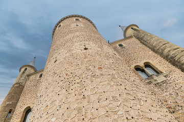 Detail of the Alcazar of Segovia in Spain. Spanish Palace used as a fortress by several rulers